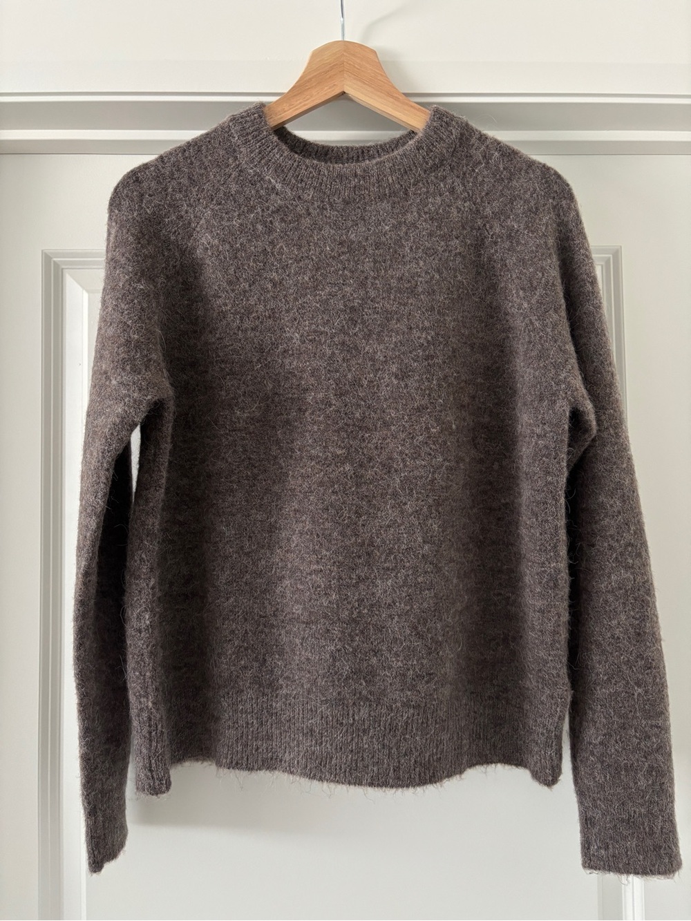 wool alpaca blend brown knit sweater